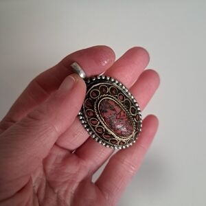 Elegant Silver and Red Pendant